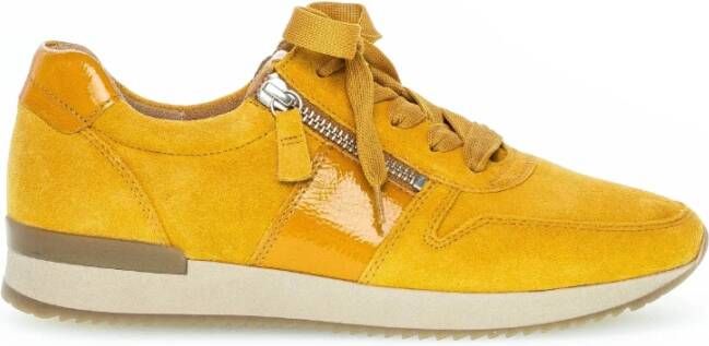 Gabor Gele Fluweel Sneakers Yellow Dames