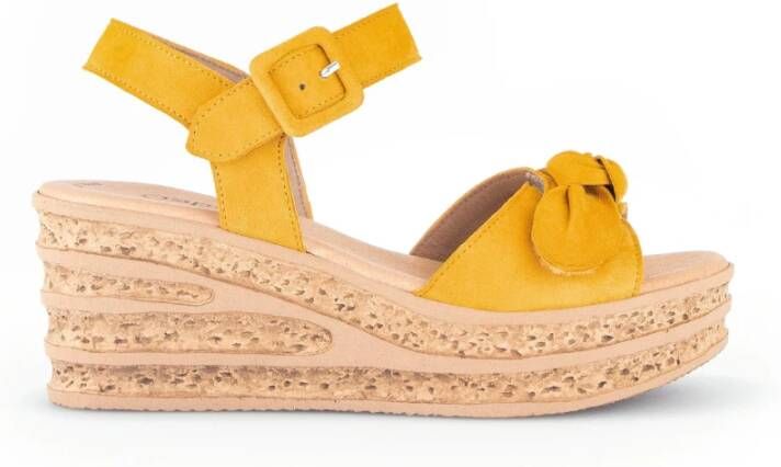 Gabor Gele Leren Sandalen Yellow Dames