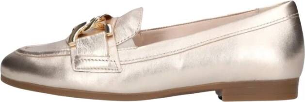 Gabor Gouden Metallic Loafers met Kettingdetail Beige Dames