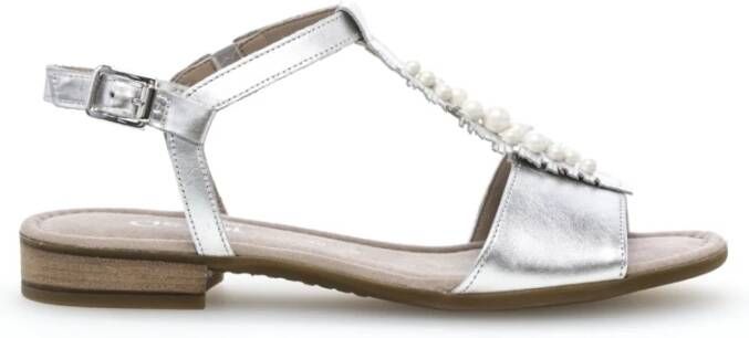 Gabor Grijze Leren Platte Sandalen Gray Dames