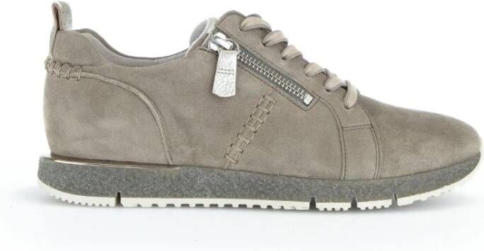 Gabor Grijze Leren Sneaker Mode Gray Dames