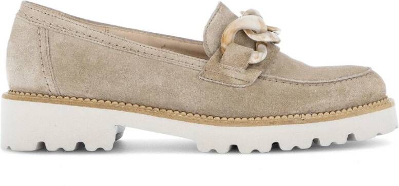 Gabor Grijze Velvet Loafers Stijlvol Comfort Beige Dames