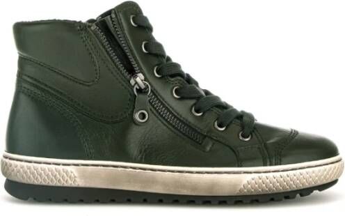 Gabor Groene Leren Hoge Sneakers Green Dames