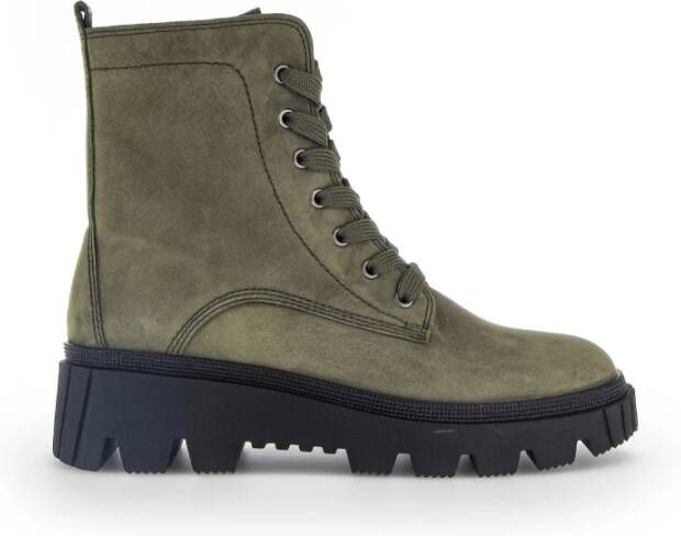 Gabor Groene Nubuck Veterschoenen Militaire Stijl Green Dames