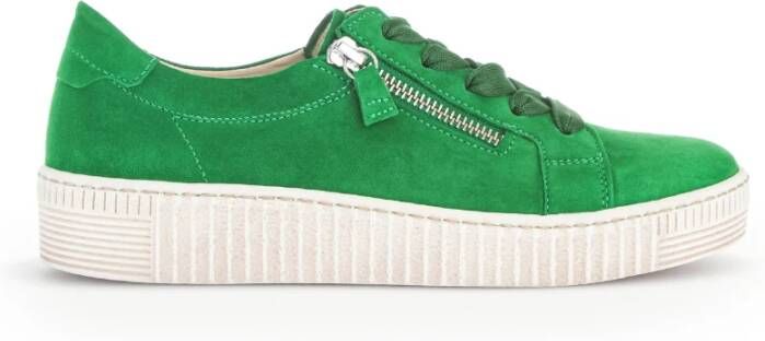 Gabor Groene Velours Sneakers Green Dames