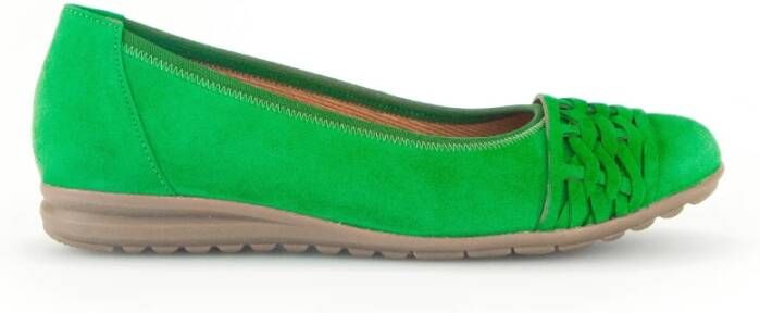 Gabor Groene Velvet Klassieke Comfortabele Ballerina Schoenen Green Dames