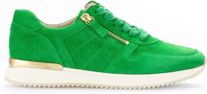 Gabor Groene Velvet Leren Sneakers Green Dames