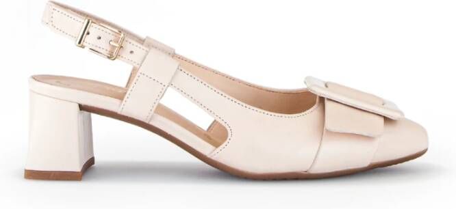 Gabor Ivoor Leren Sling Block Hak Sandalen Beige Dames