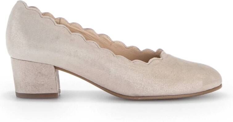 Gabor Beige-gouden metallic leren pumps Beige Dames