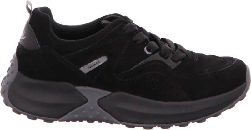 Gabor Zwarte Fluwelen Mand Sneakers Black Dames