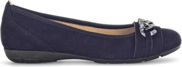 Gabor Marineblauwe Fluweel Ballet Flats Blue Dames