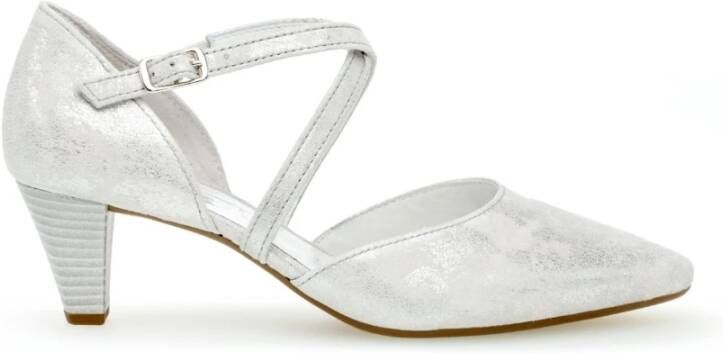 Gabor Metallic Suède Cross Strap Pumps Gray Dames