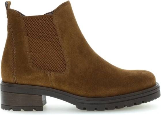 Gabor Moderne Chelsea Boots in Cognac Velvet Brown Dames