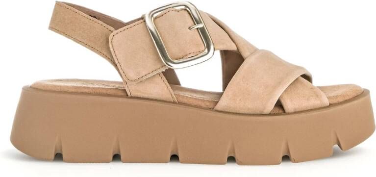 Gabor Moderne Karamel Leren Sandalen Beige Dames