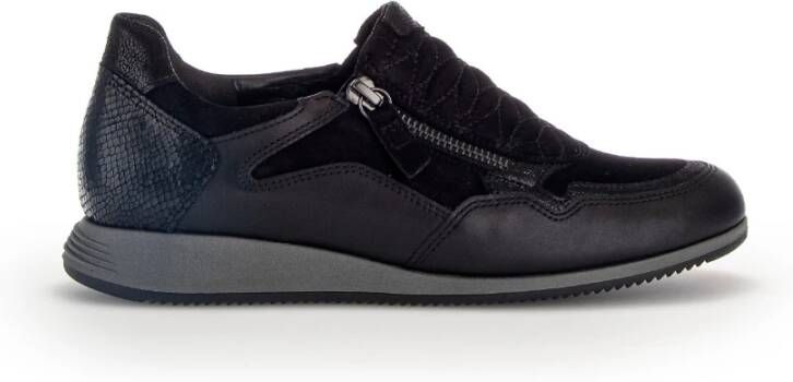 Gabor Moderne Sportieve Zwarte Leren Sneakers Black Dames