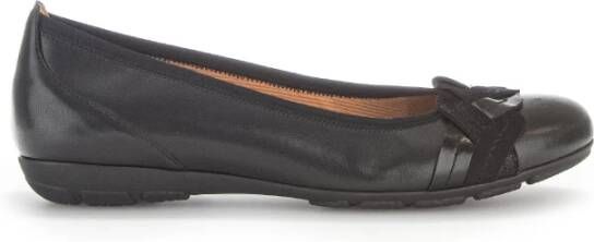 Gabor Moderne Zwarte Leren Ballerina Schoenen Black Dames