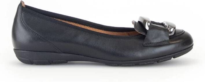 Gabor Moderne Zwarte Leren Ballerina Schoenen Black Dames