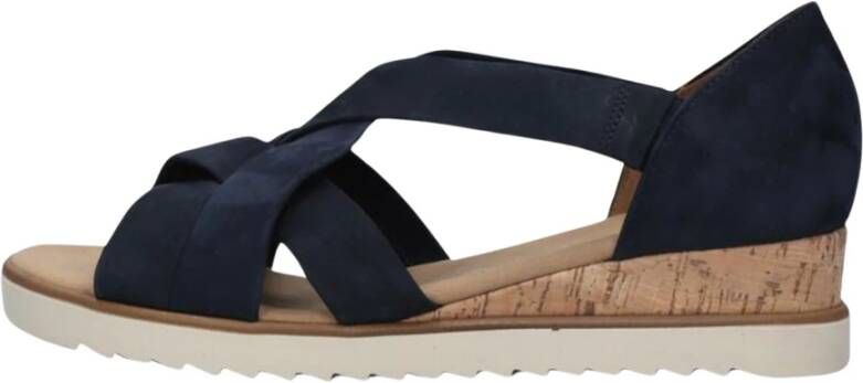 Gabor Navy Suède Sandalen Blue Dames