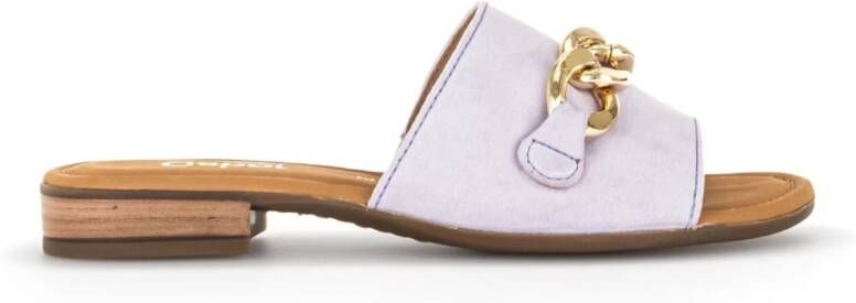 Gabor Paarse leren platte sandalen Purple Dames