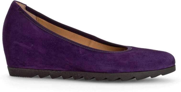 Gabor Paarse Velvet Wedge Ballerina Schoenen Purple Dames