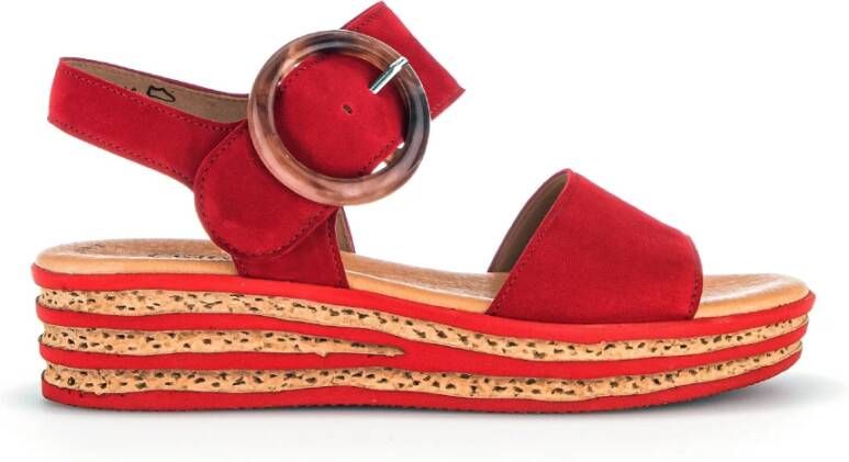 Gabor Rode fluwelen leren sandalen Red Dames