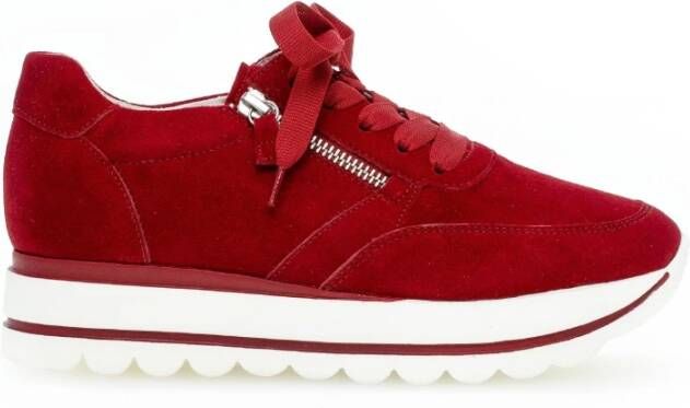 Gabor Rode Leren Basket Sneakers Red Dames