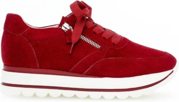 Gabor Rode Leren Sneakers Red Dames