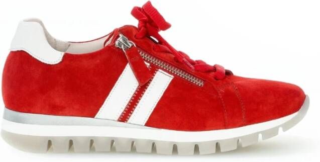 Gabor Rode Suède Sneakers met Ritssluiting Red Dames