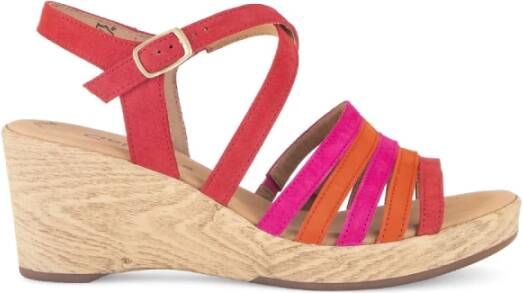 Gabor Rode Roze Oranje Velours Sandalen Multicolor Dames