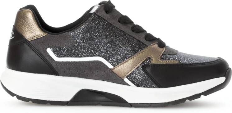 Gabor Rollende sneaker zwart comfortabele wandelschoenen Black Dames