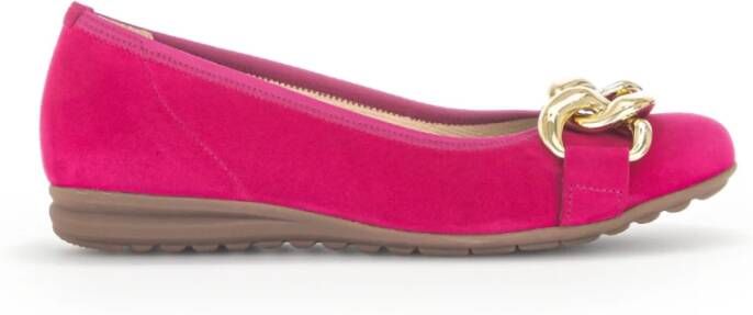 Gabor Roze fluwelen ballerina schoenen Pink Dames