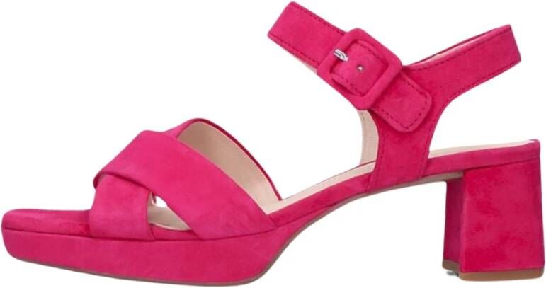 Gabor Roze Suède Kruisband Sandalen Pink Dames