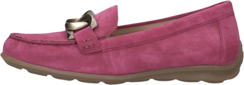 Gabor Roze Suède Loafers met Gouden Detail Pink Dames