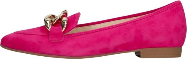 Gabor Roze Suède Loafers met Gouden Ketting Pink Dames