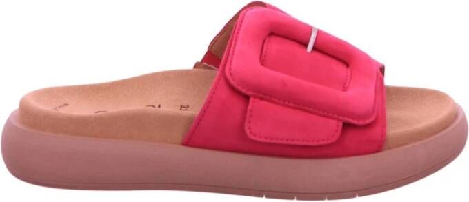 Gabor Roze Velours Platte Sandaal Pink Dames