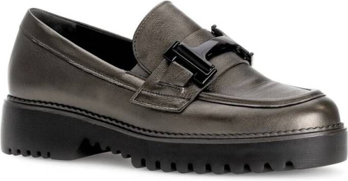 Gabor Satin Met. Loafers Brown Dames