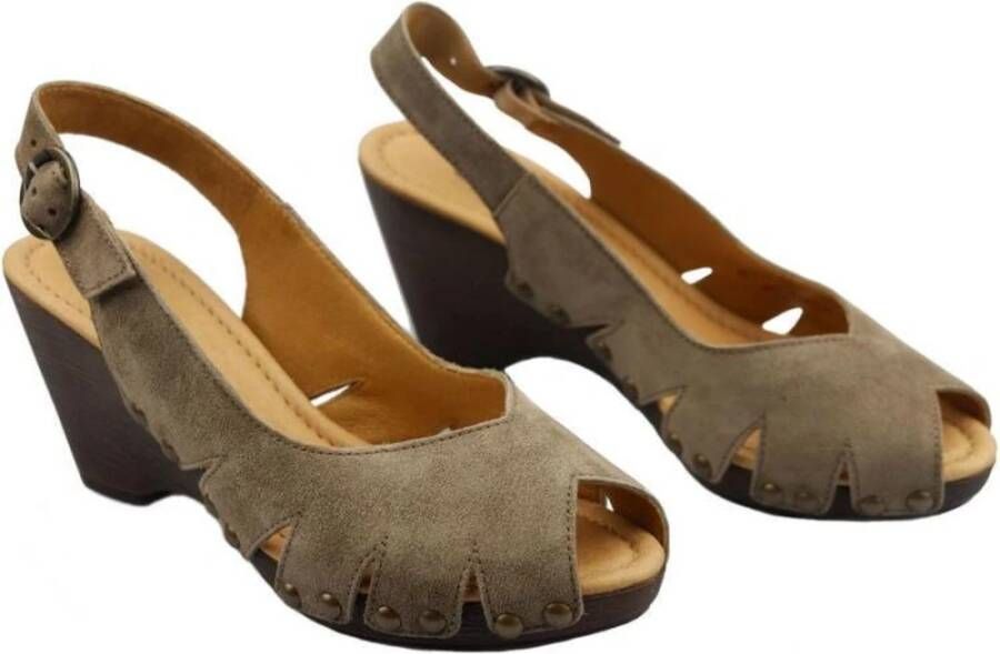 Gabor Slide Sandal Taupe Gray Dames