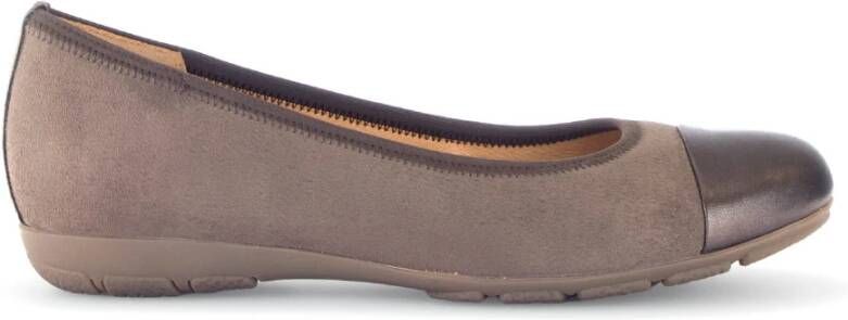 Gabor Taupe Ballerina van fluweel leer Beige Dames