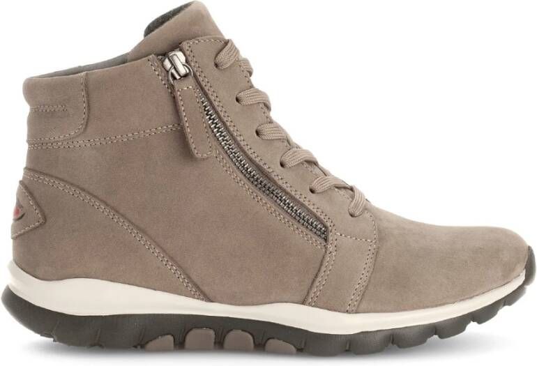 Gabor Taupe Nubuck Hoge Sneakers Beige Dames