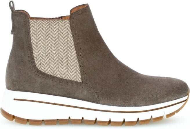 Gabor Taupe Suède Sneaker Boot Chelsea Stijl Brown Dames