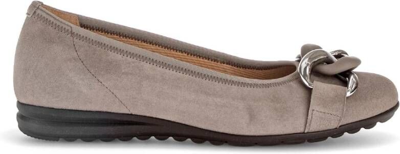 Gabor Taupe Velvet Ballet Flats Beige Dames