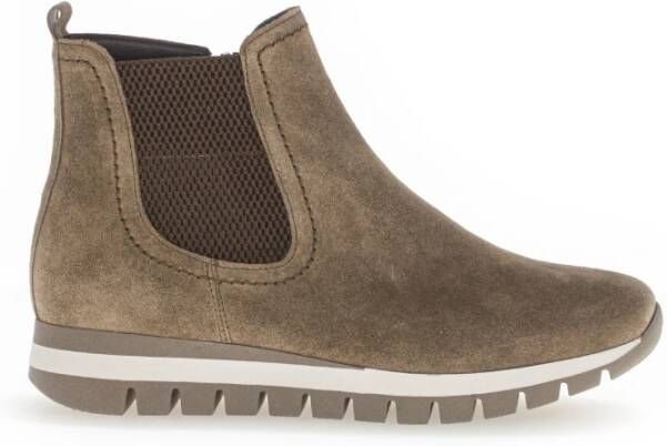 Gabor Taupe Velvet High Top Sneaker Beige Dames