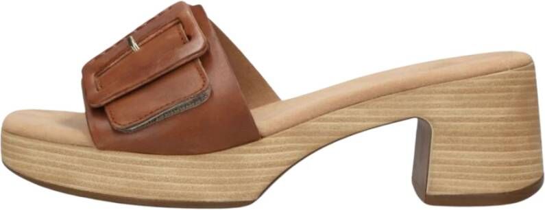 Gabor Trendy Camel Suede Muiltjes met Gesp Brown Dames