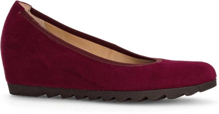 Gabor Velours Bordeaux Wedge Ballerina Schoenen Red Dames