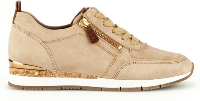 Gabor Velours Leren Caramel Basket Schoenen Beige Dames