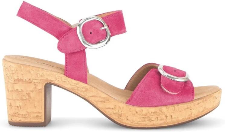 Gabor Velours Leren Sandalen Pink Dames