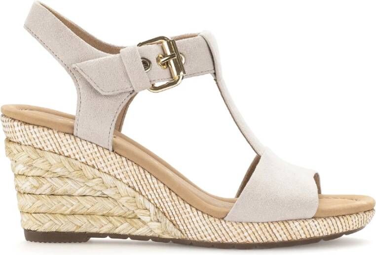 Gabor Velours Leren Sleehak Sandalen Beige Dames