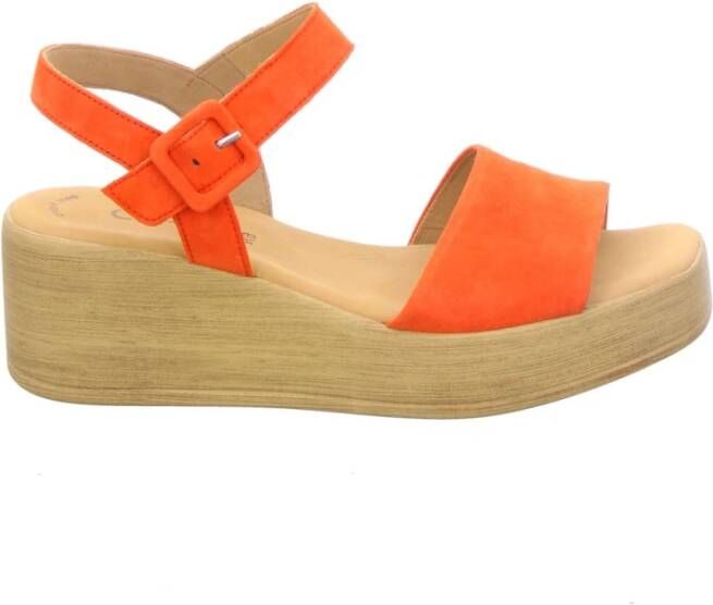 Gabor Velours Sleehak Sandalen Orange Dames