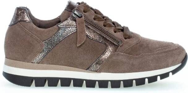 Gabor Velours Taupe Basket Schoenen Brown Dames