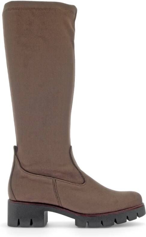 Gabor Velours Taupe Sportlaars met Rits Beige Dames